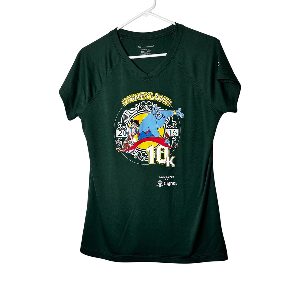 Disneyland 10k 2016 Aladdin Genie Green Running Shirt Womens Large Champion‎